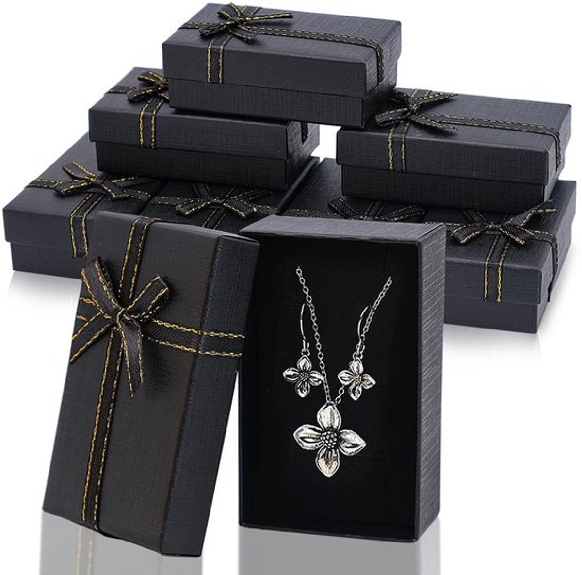Sieradendoosjes 24 stuks - Kraft Geschenkdozen met Deksel - Rechthoekige Display Doos - Ring Cadeau Doos - 8 cm x 5 cm x 1,5 cm - Duurzaam Karton