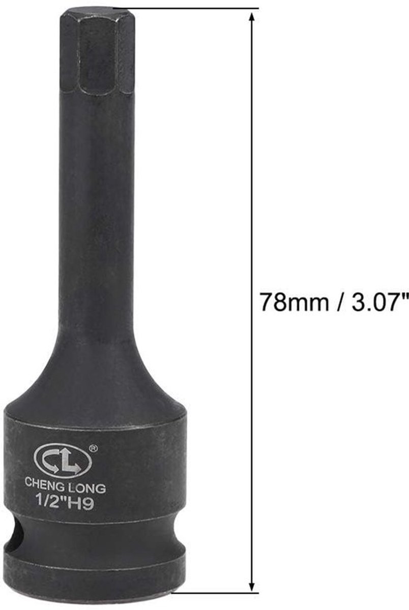 Impact Hex Bit Socket - Inbussleutel set - Premium CR-MO staal - 9 mm - Duurzaam en sterk - Geschikt voor momentsleutel en ratelsleutel -...