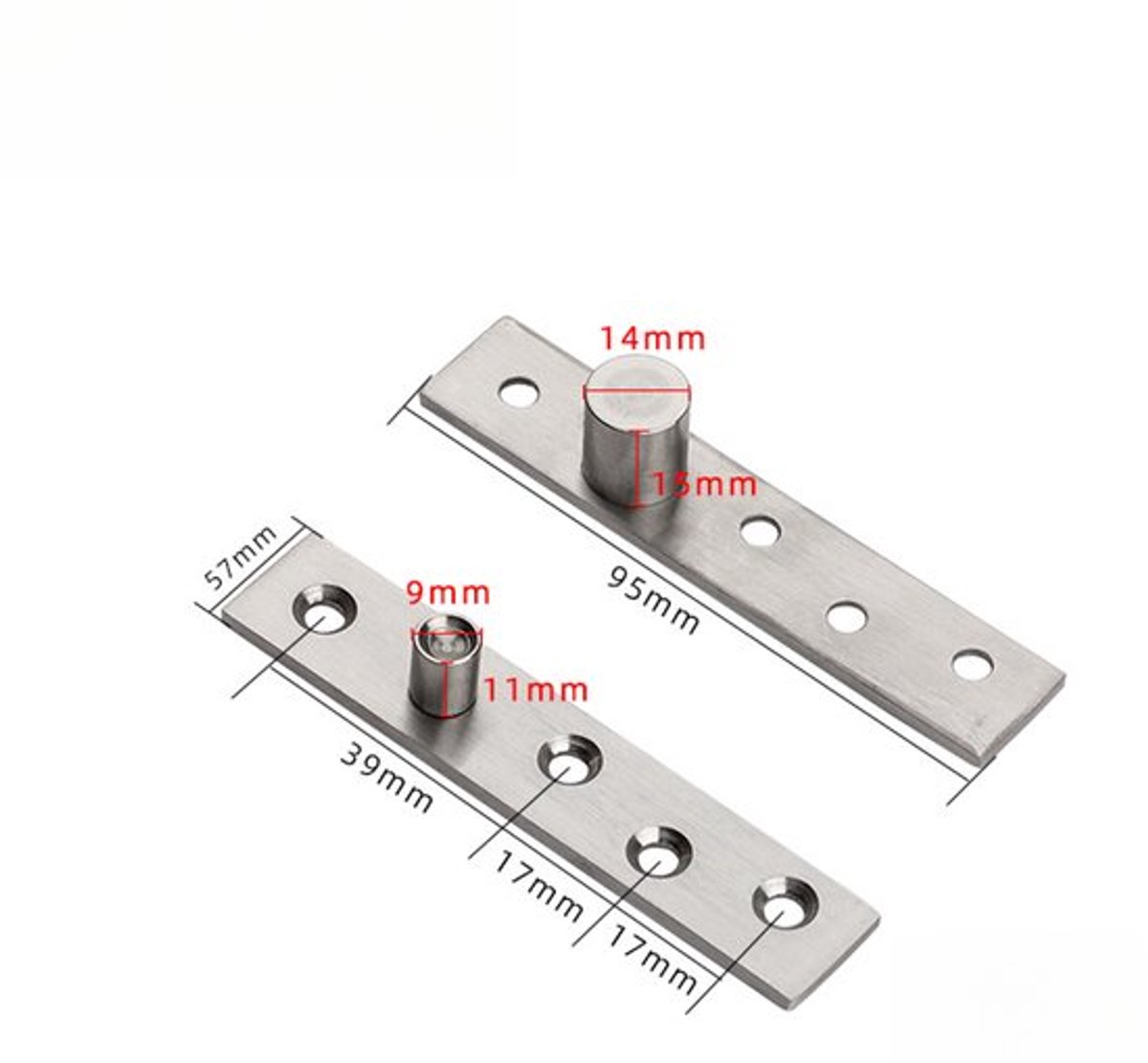 RVS 360 graden draaibare as, houten deur scharnier, deur rotatie centrum scharnier pen, as scharnier draaideur scharnier, zware roestvrijstalen deur hardware, 6 stuks set - stijl 1 - middelgroot