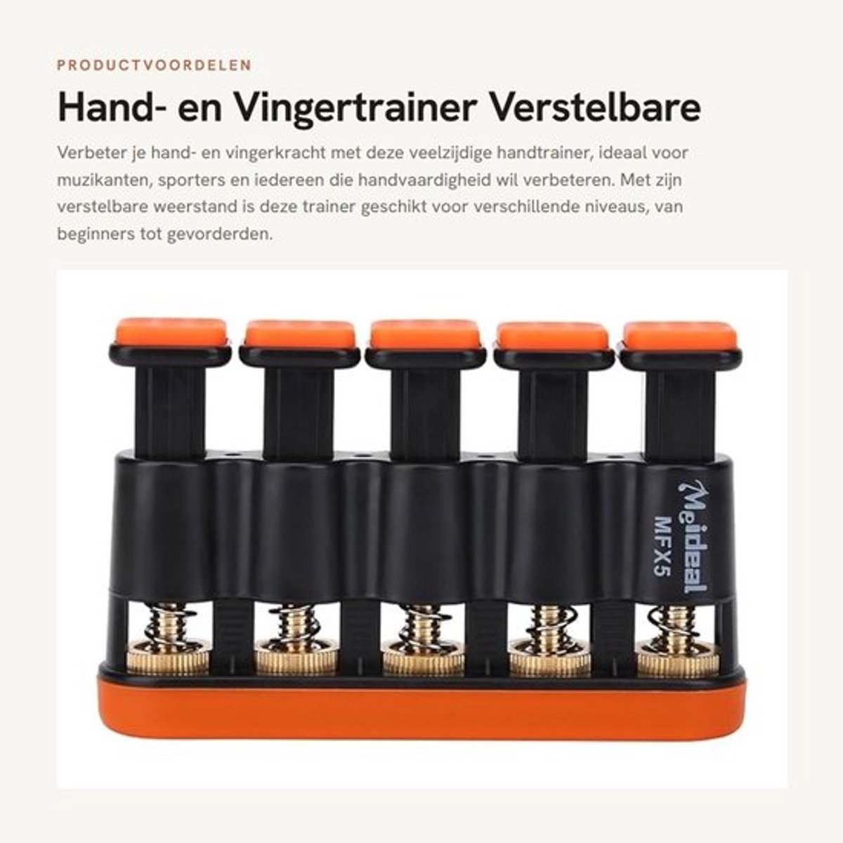 Vingertrainer Grote Weerstand - Grip Trainer - Handtrainer - Draagbaar - Geschikt voor Muziekinstrumenten - 5 Drukknoppen