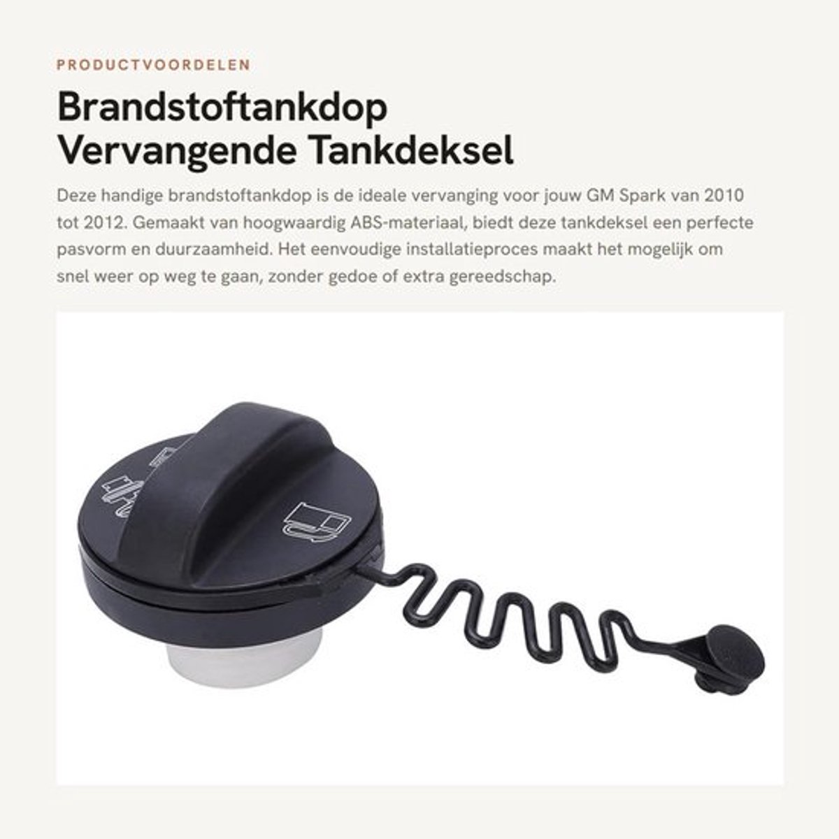 Brandstoftankdop Vervangend - Tankdeksel - Kwalitatief Hoogwaardig - ABS - Voor GM Spark 2010-2012 - Dichte Afdichting