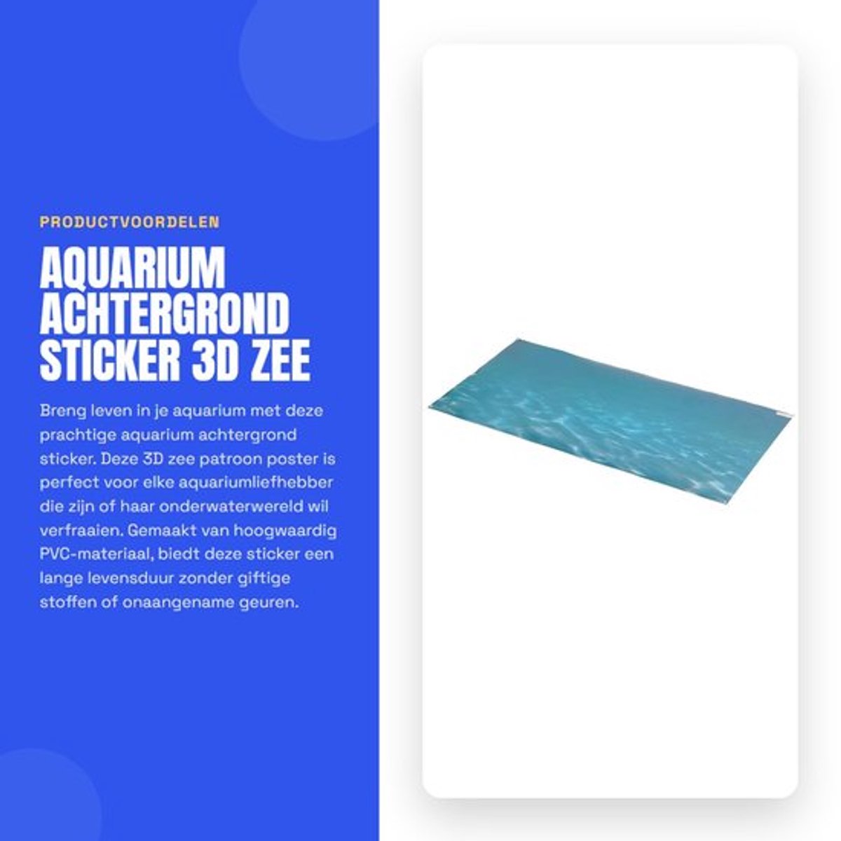 Aquarium Achtergrond 3D Zee Patroon - Zelfklevende Poster - PVC Behang - Onderwater Decor - 61x41CM - Hoogwaardige Transparantie - Aquariumdecoratie