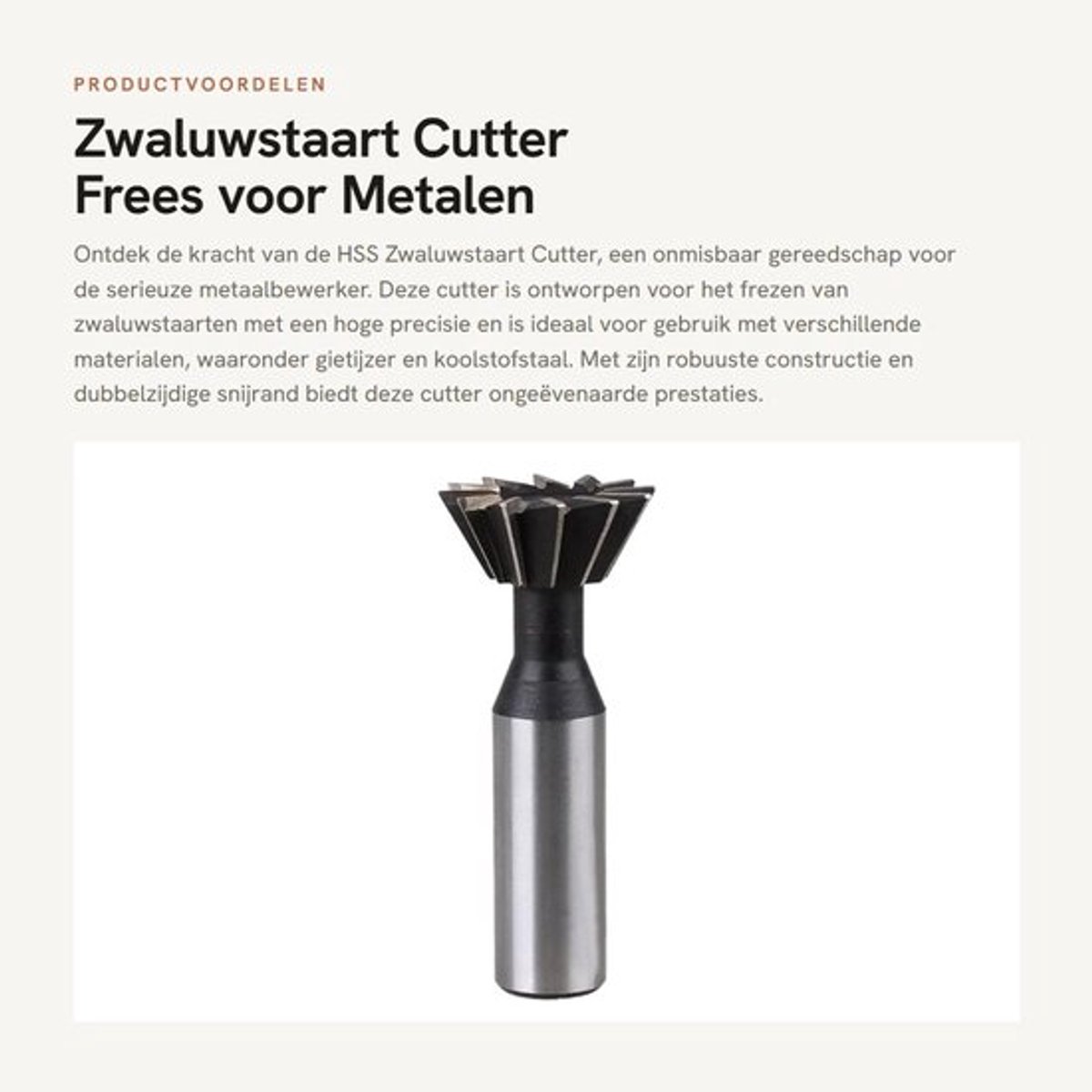 Zwaluwstaart Cutter HSS - Rechte Schacht - Frees voor Gietijzer/Koolstofstaal - Dubbelzijdige Snijrand - Snijder Diameter 10-30mm - Precisie Geslepen Gereedschap