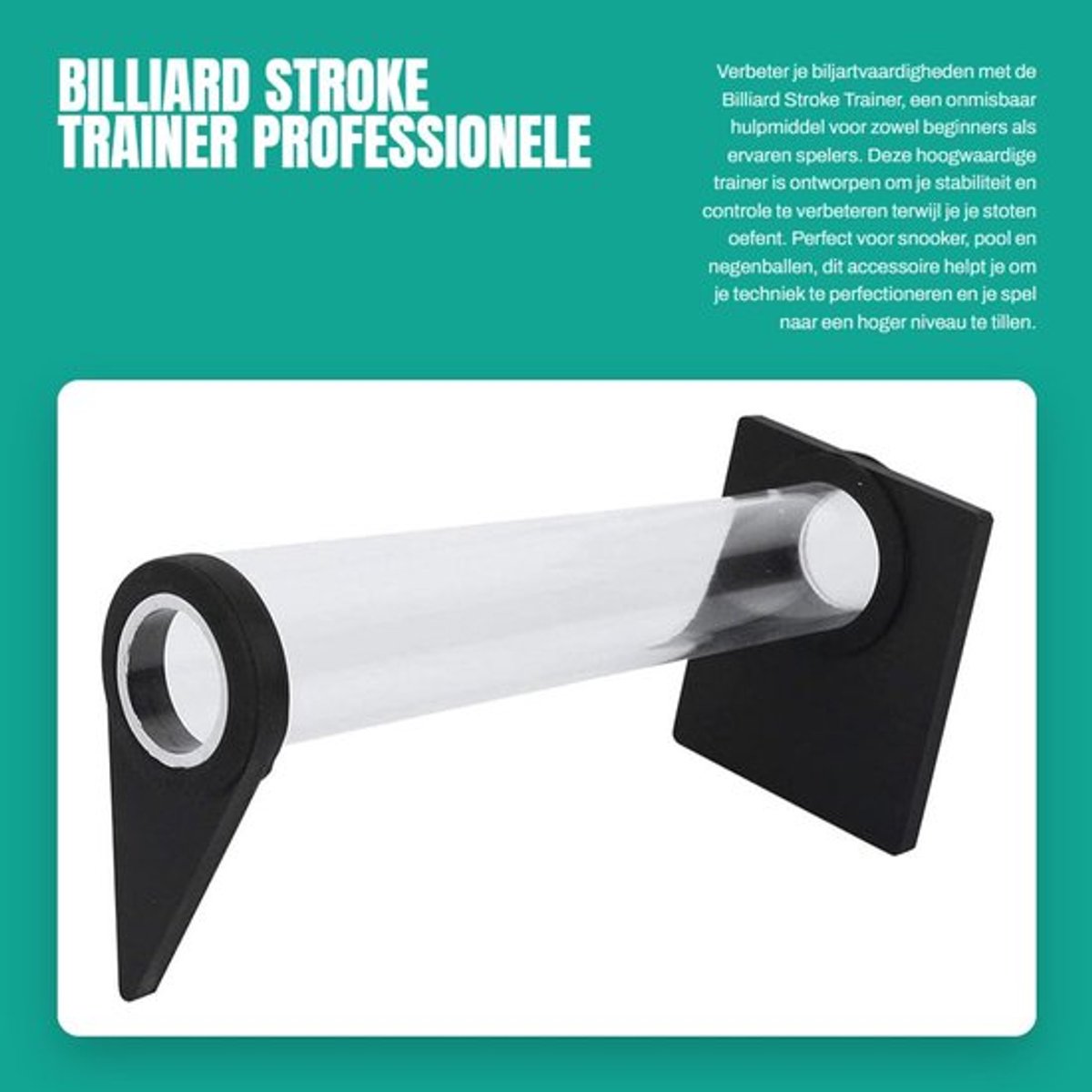 Biljartstok Trainer - Verstelbare Hoek - Duurzaam Kunststof - Stabiliteit Oefening - Geschikt voor Snooker - 62 x 53 mm Beugel - Biljarttrainer