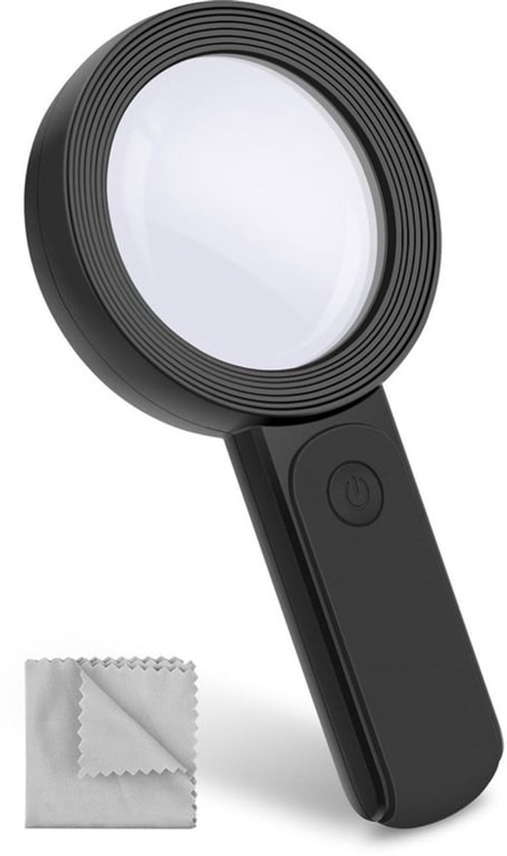 BROTOU Vergrootglas met licht, 30-voudige magische glazen leesloep, 18 leds, 3 modi, handloep met helderheid, dubbele glazen lens, voor senioren, kinderen, munten, postzegels, juweliers, inspectie