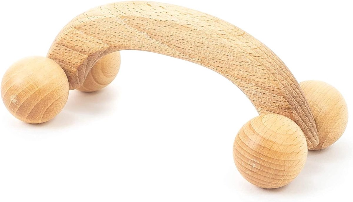 SnelShoppen - Massage Roller Bal Hout voor Rug, Nek en Schouders - 18 x 7 x 6 cm - Ontspanning en Pijnverlichting - Ideaal voor Thuis, Kantoor en Reiz