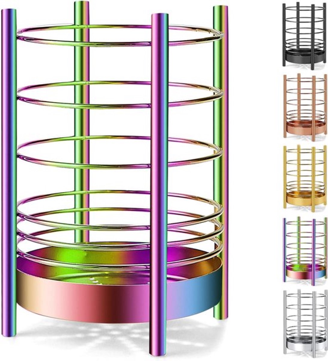 SnelShoppen - Rainbow Keuken Gereedschap Houder - Titanium Gecoate Organizer - 7.4''x5.2'' - Ruimtebesparend - Voor Lepels, Spatels, Vorken, Kloppers