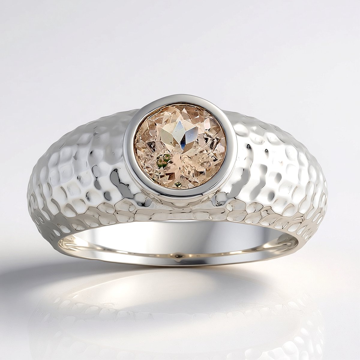 Cavill - Moderne Ring 925 Sterling Zilver Platina Geplateerd - 0,71 ct Braziliaanse Morganiet Roze Edelsteen - Elegante Damesring