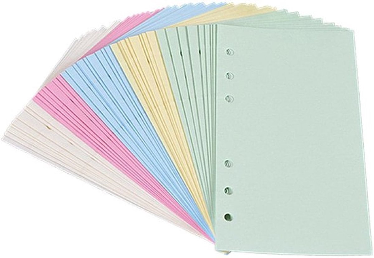 Vullingen Premium Materiaal - 6-gaats Geperforeerde Inserts - Losbladig Ontwerp - 50 Vellen/100 Pagina's - Kleurrijk Papier - Extra Dik en Zacht - Notitiepapier