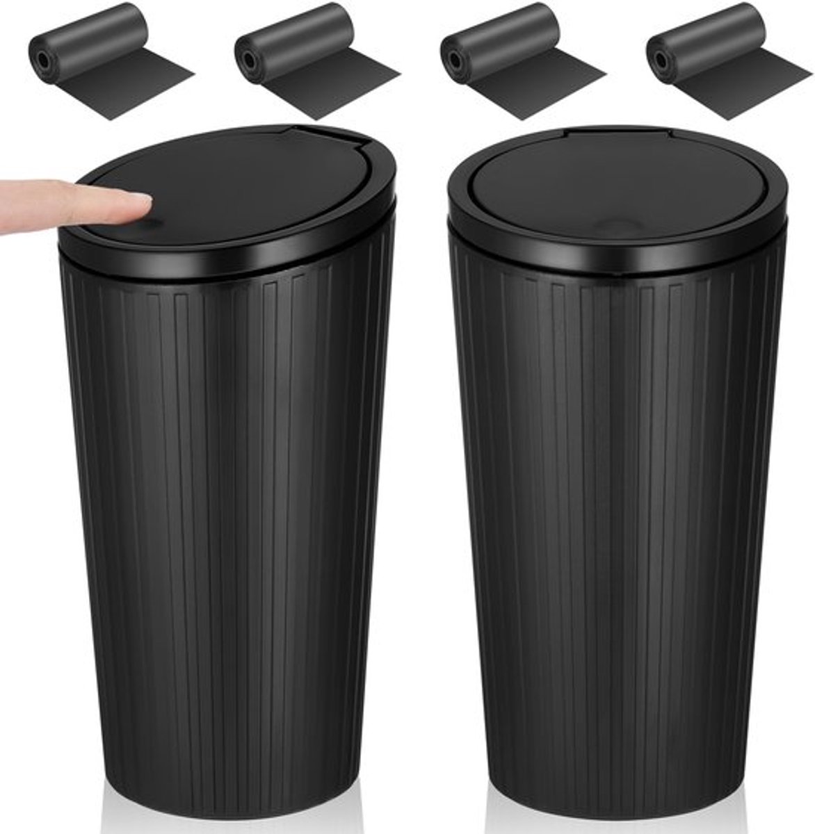 Vuilnisemmer voor Auto - Draagbare Mini-afvalemmer - Waterdicht - Zwart - Afvaloplossing - Geschikt voor 4-wielers - 2 stuks