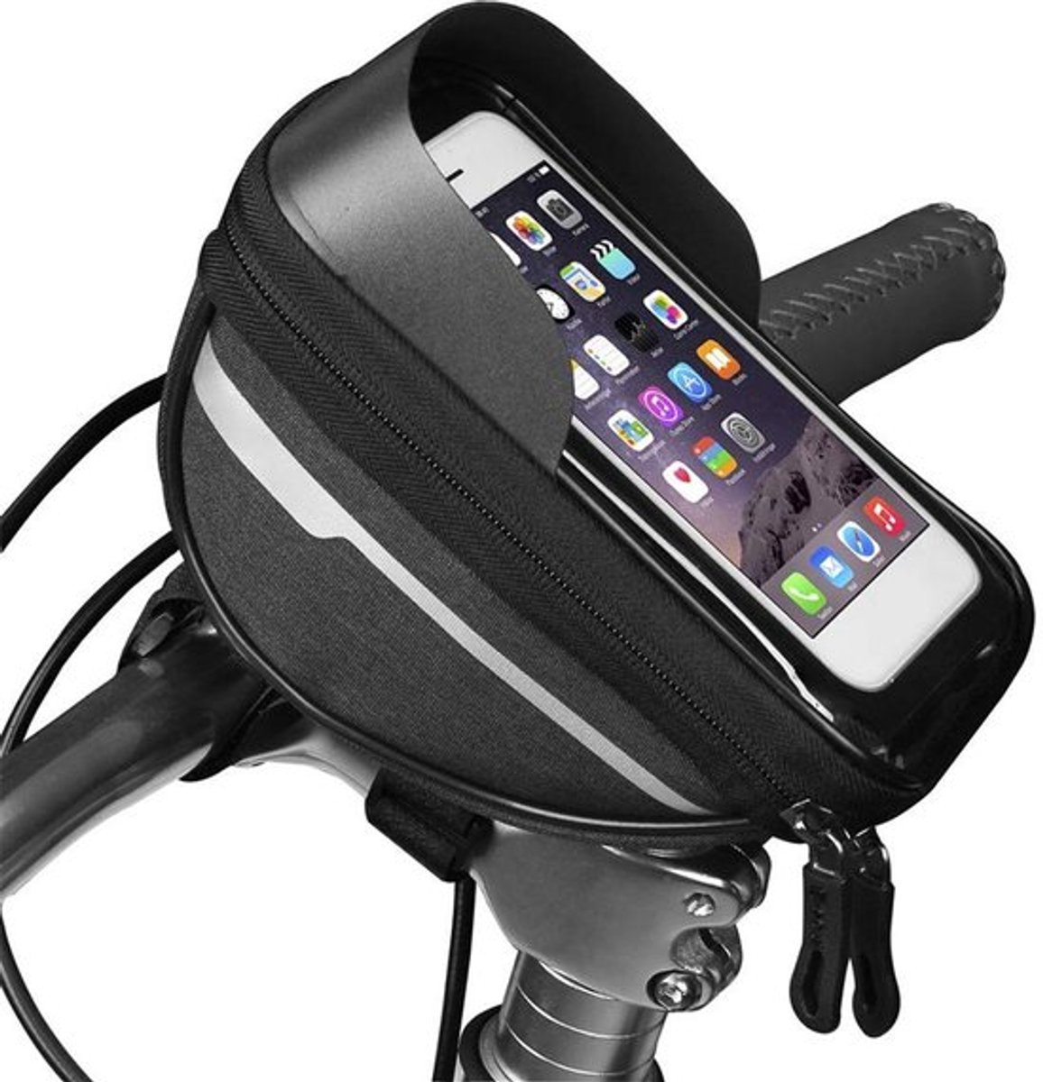Fietsstuurtas - Waterdichte fietstas - Handige telefoonhouder - Rood - Fietsaccessoires - Ideaal voor mountainbikes - Geschikt voor smart...