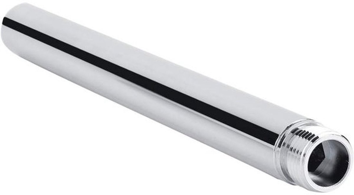 Douchekop Verlengpijp 20cm - Verlengde Douchearm - Ronde Douche Verlengbuis - Roestvrij Staal - Chroom Plating - Badkamer Accessoire