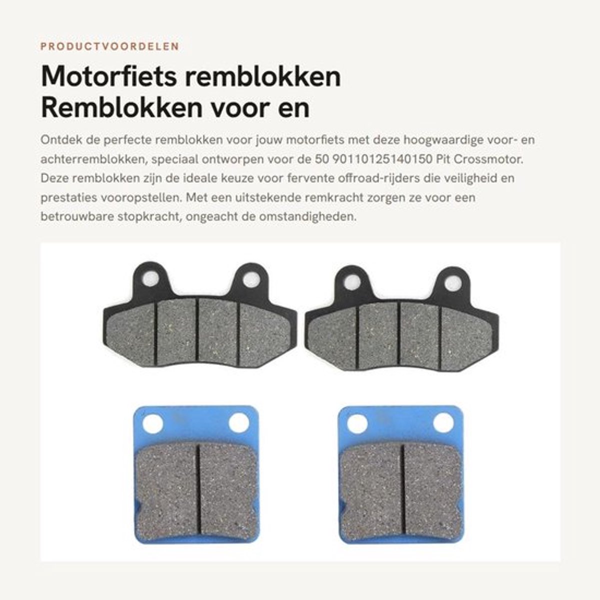 Remblokken - Voorremblokken/Achterremblokken - Geschikt voor 50 90110125140150 - Hoogwaardige materialen - Duurzaam - Slijtvast - Remschijven