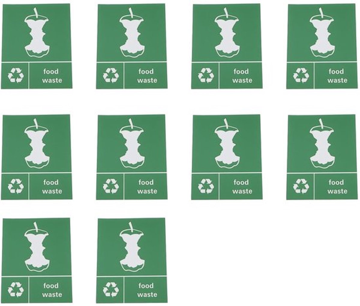 Voedselafval Sticker 10 Stuks - Recycling Sticker - Bruine Bakken - PVC - Zelfklevend - 160 x 125 mm