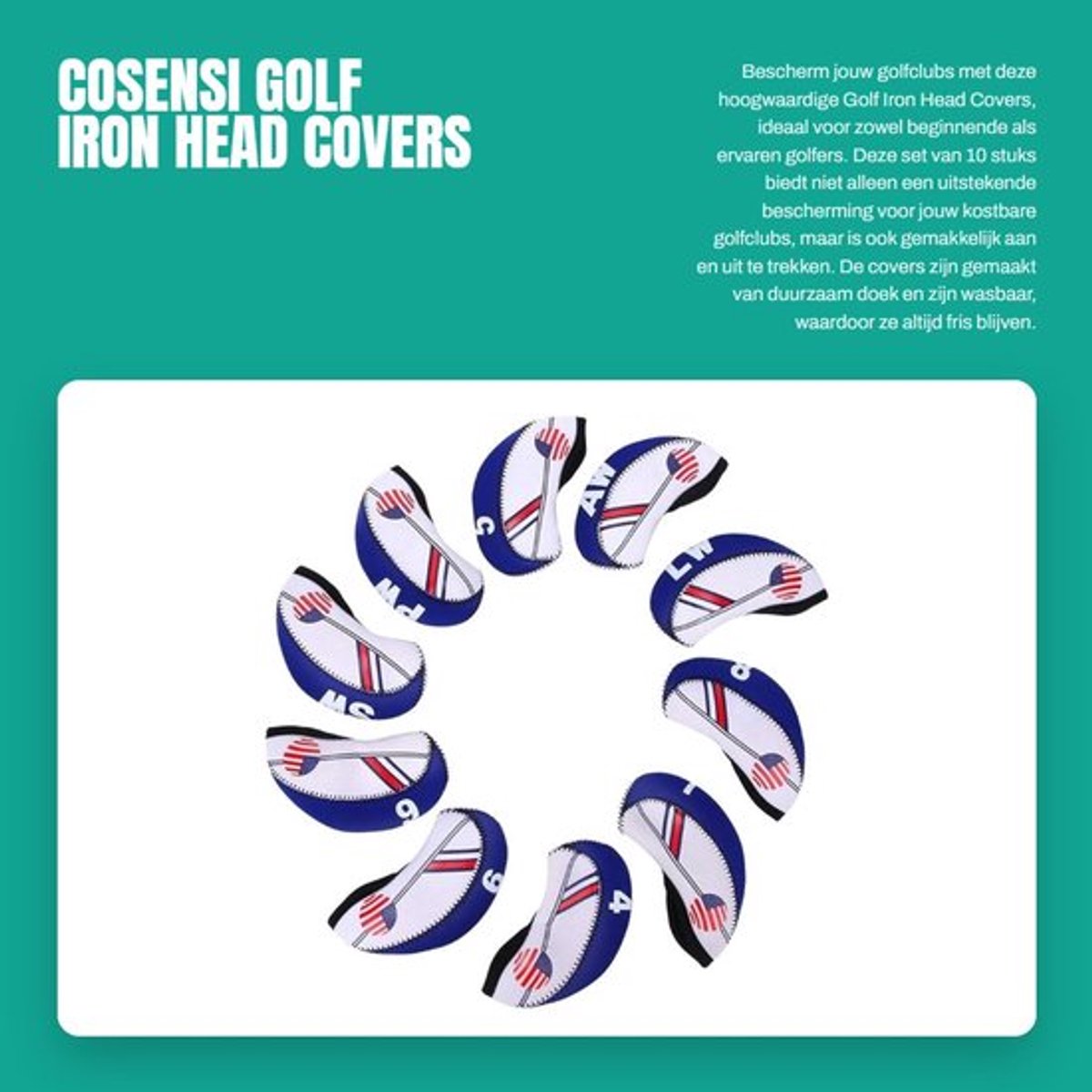 Golf Iron Head Covers 10 Stuks - Doek Golfclub Cover - Beschermhoes - Slijtagepreventie - Handig voor Golfers - Ca. 13.5x6.5cm - Golfclubhoes