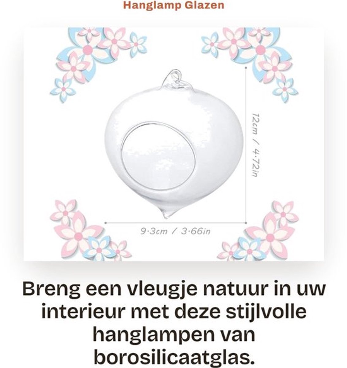 Hanglamp Slijtvast - Glazen Vaas - Terrarium - Plantenhouder - Bloempot - 9,3 x 12 cm - Pl
