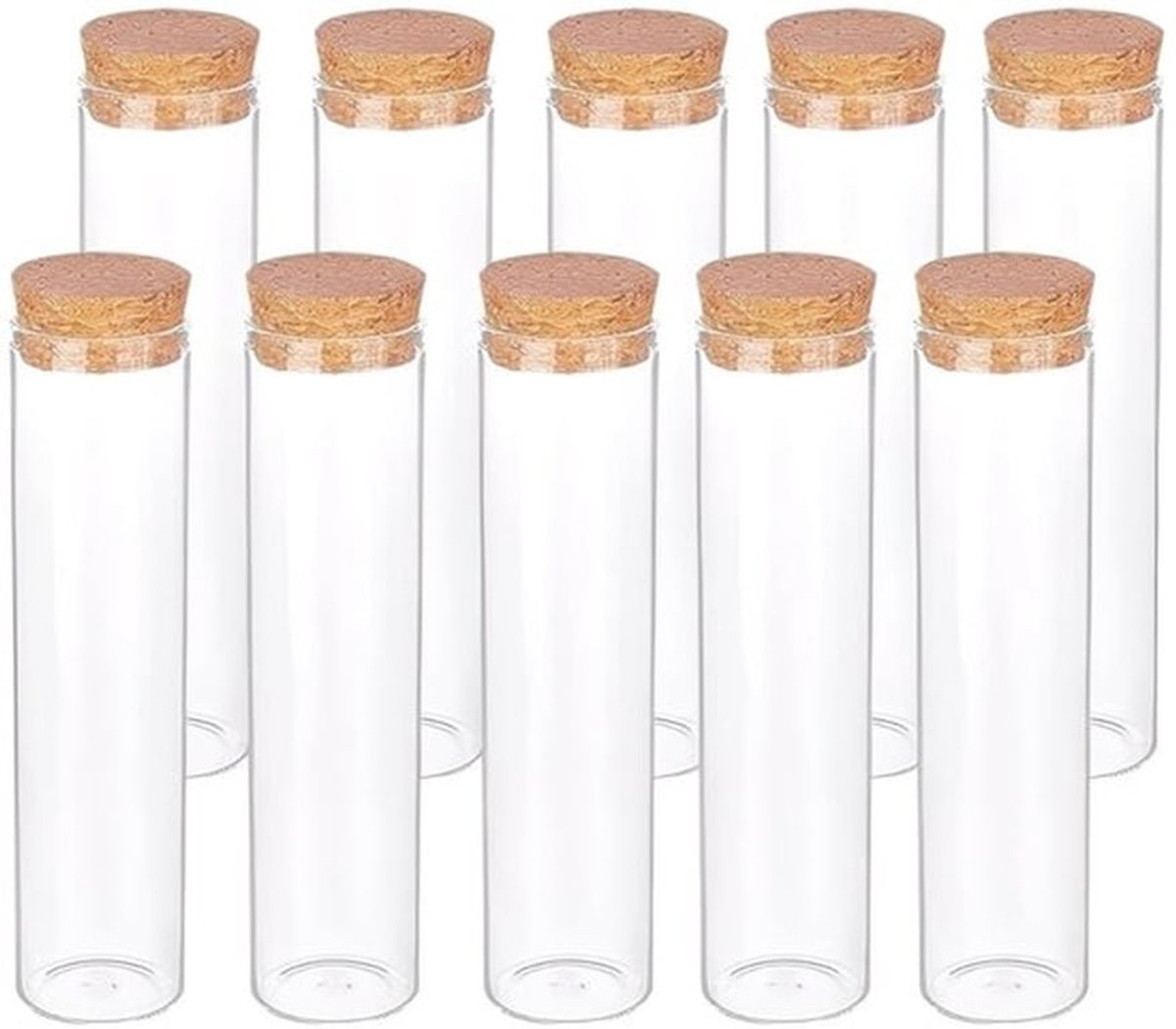 Kruidenpotjes 10 stuks 60 ml - Kurk - Glas - Organiser - Voor laboratorium/gastgeschenken 