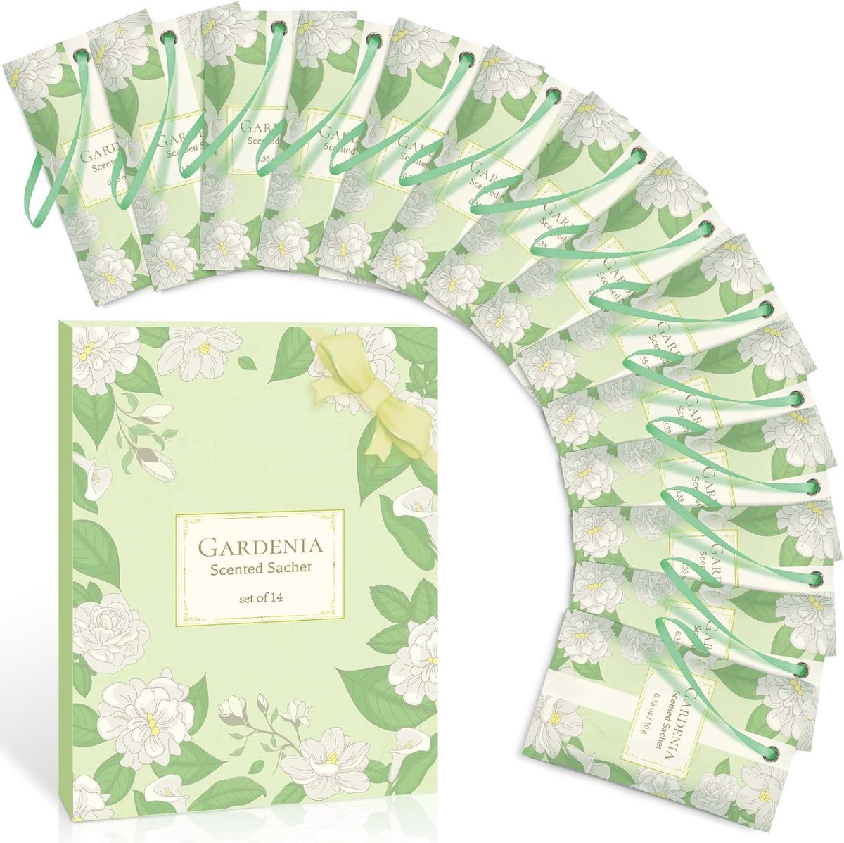 SnelShoppen - Fragrance Bags met Gardenia Geur - Geurzakjes voor Lades, Kasten, Ruimtes, Garderobe - 14 Stuks - Natuurlijke Essentiële Olie - Papier
