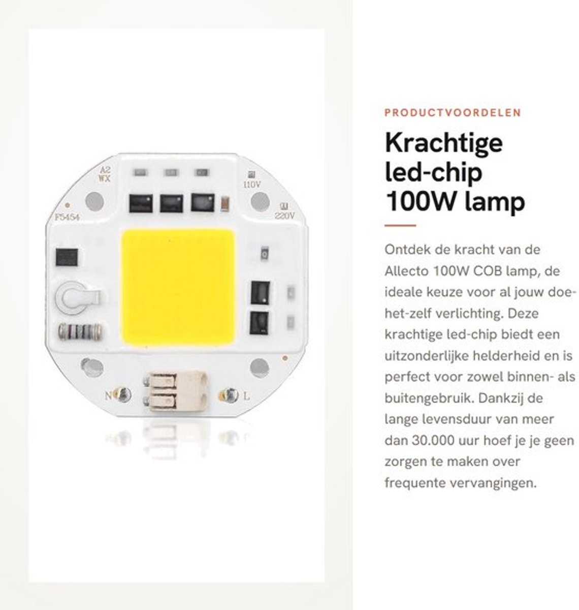 LED-Chip 100W Hoge Helderheid - COB-Lamp - Doe-Het-Zelf Verlichting - Aluminium - 220V - Lange Levensduur 30.000 Uur