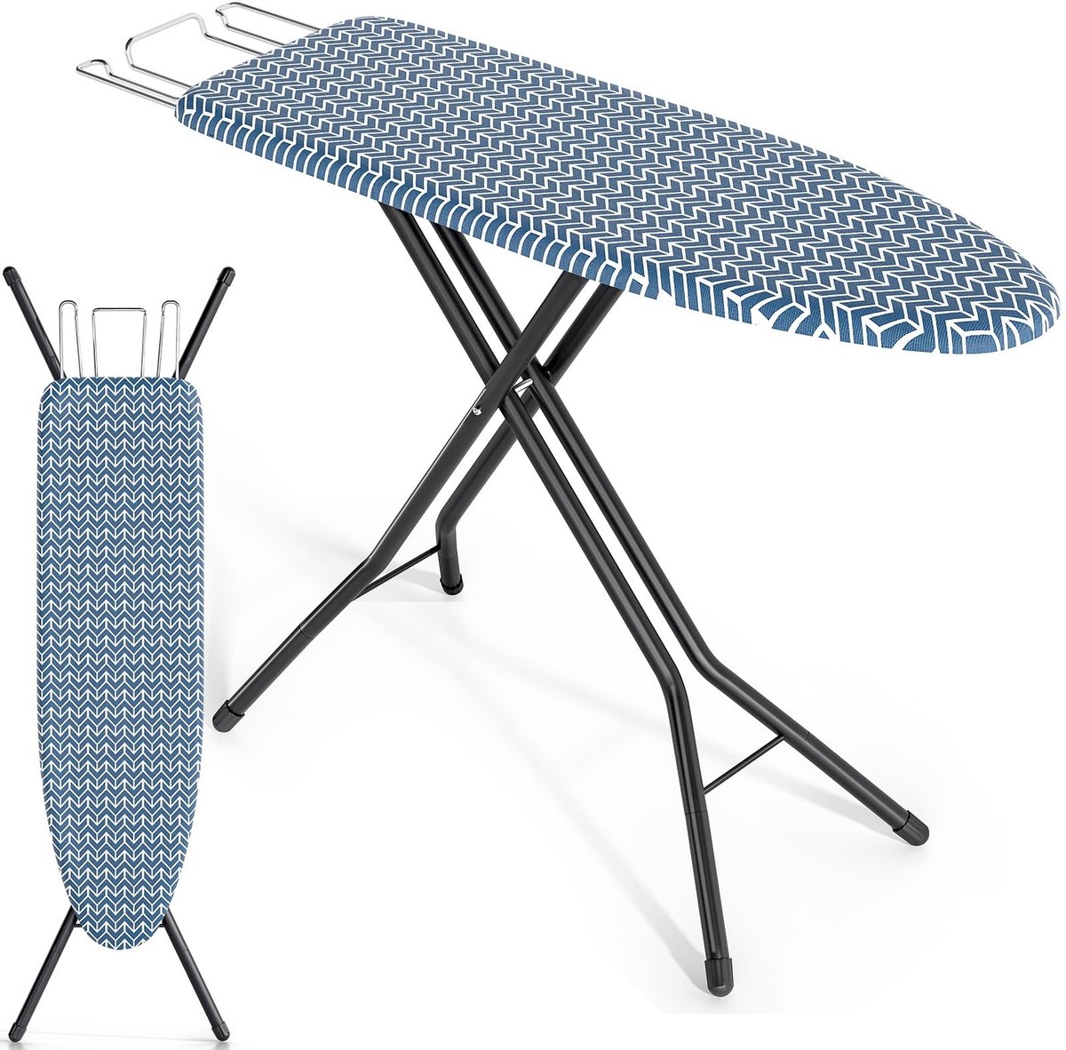 SnelShoppen - Opvouwbare Strijkplank met In Hoogte Verstelbare Functie, Extra Dikke Hoes, Stabiele Strijkplankhouder, Metalen Poten, 33 x 81 cm, Ideaa