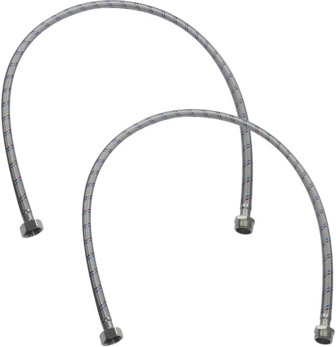 Aansluitslang Set van 2 - Flexibele Slang 600 mm - 1/2 inch Mannelijk/Vrouwelijk - Aansluitingen voor Kranen/Mengkraan - Badkamer/Keuken - Roestvrij Staal Coating - Aansluitingsslang