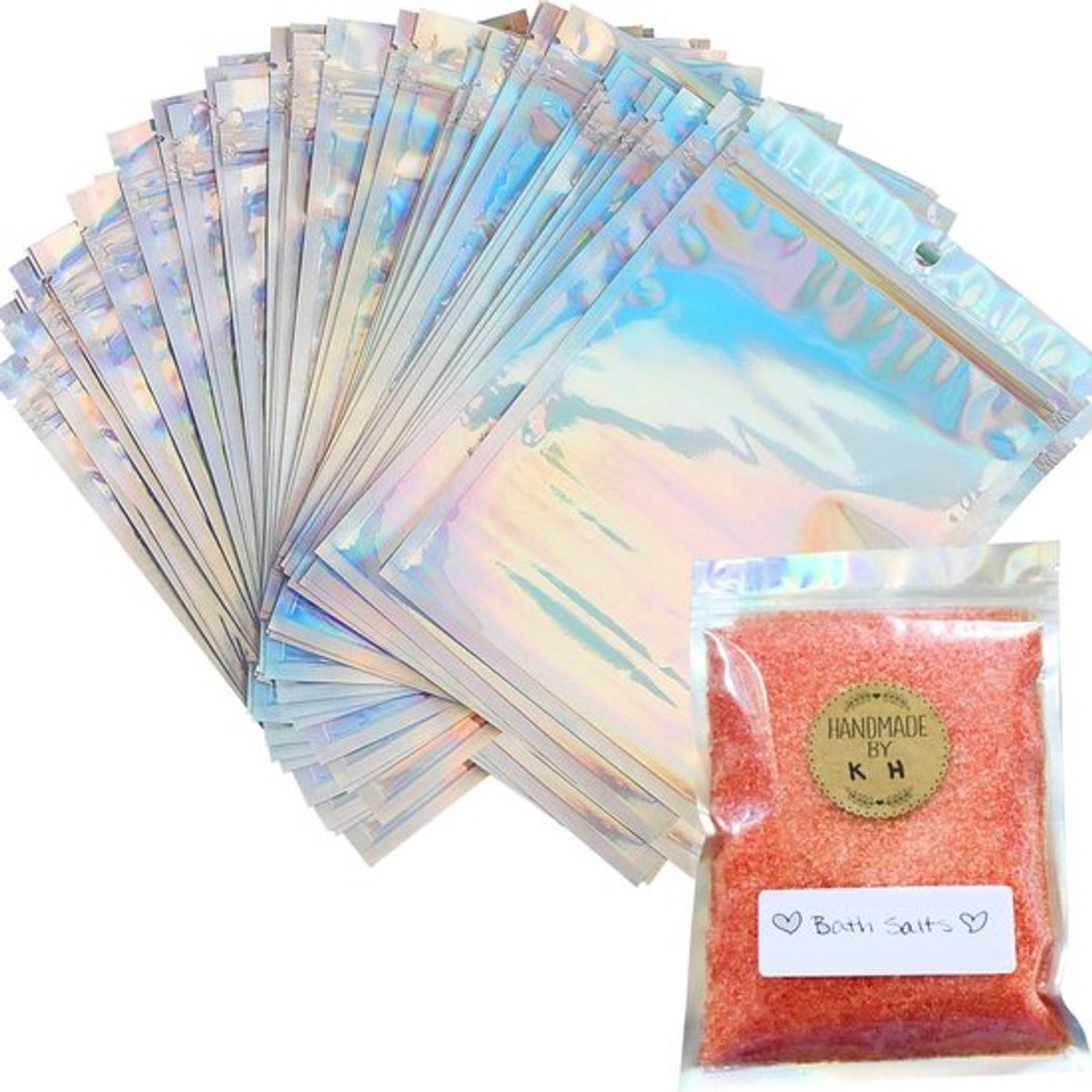 - Holografische Folie Zakken - Hersluitbare Mylar Zip Lock Bags - Geurbestendige Verpakking - 100 Stuks - Perfect voor Voedsel en Sieraden ...