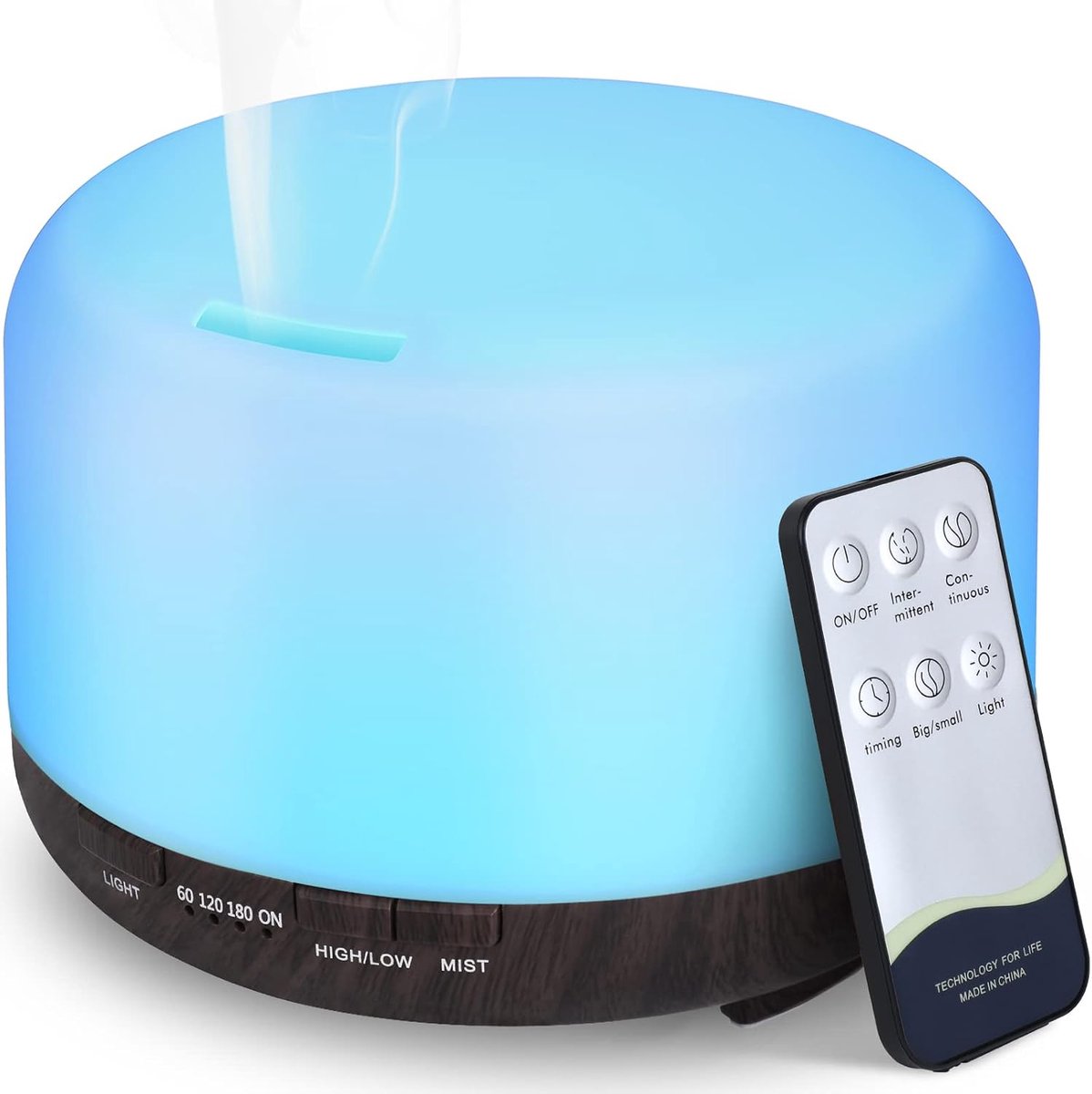 SnelShoppen - Hianjoo Aromadiffuser 450 ml - Ultrasone Luchtbevochtiger met Timer en 7 Kleuren LED - Donker Hout voor Aromatherapie en Ontspanning