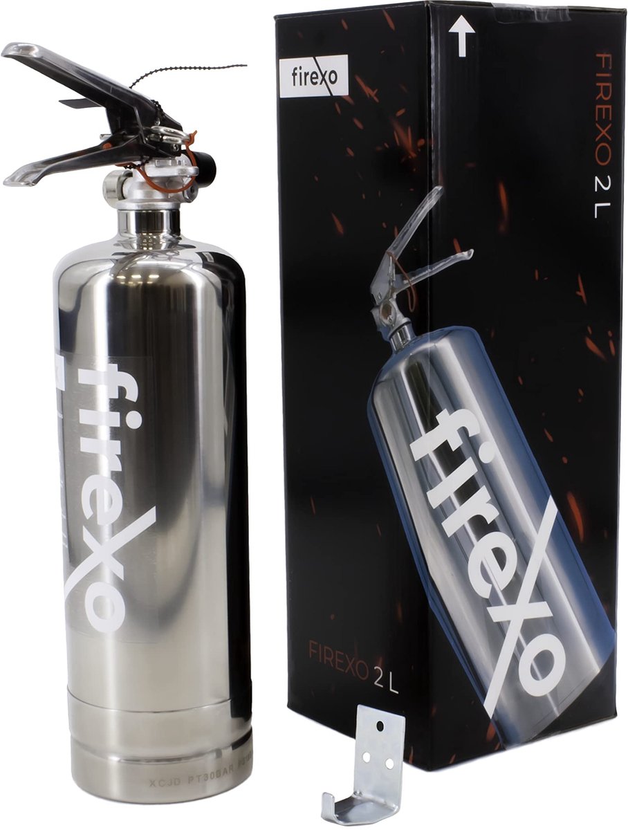 SnelShoppen - Firexo Brandblusser 2 Liter - RVS 7-in-1 Brandblusser voor Keuken, Grill, Huishouden, Kantoren, Auto - Blusapparaat voor Alle Brandklass