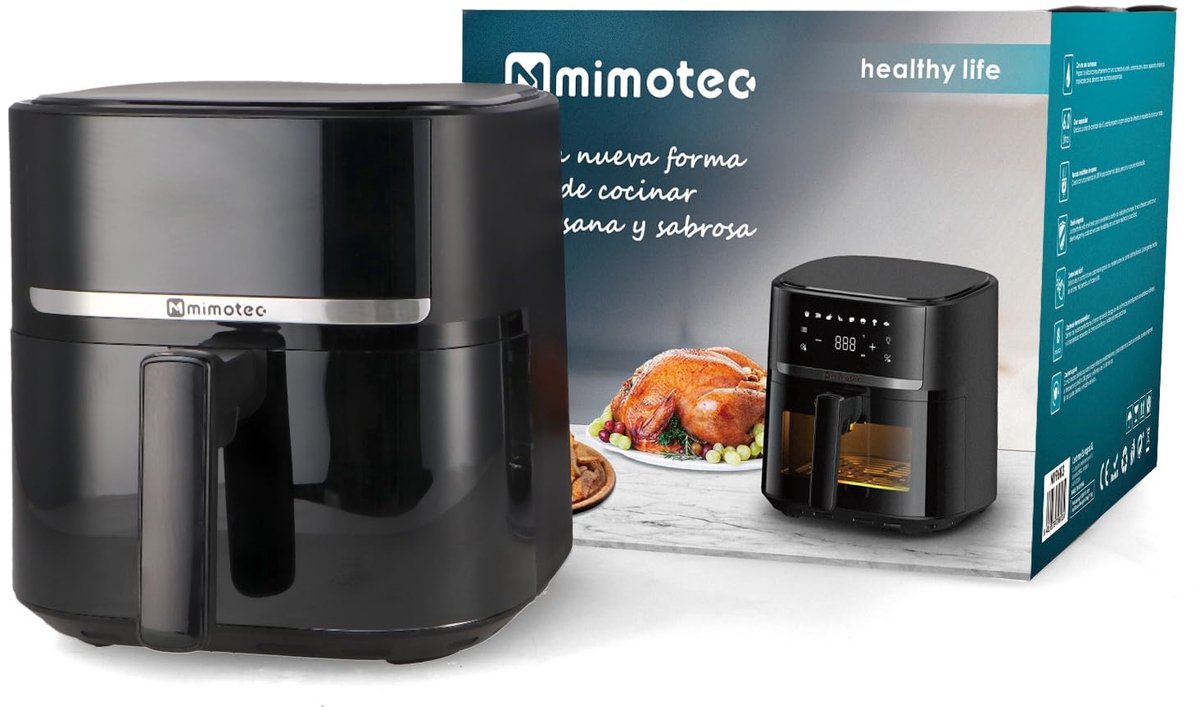 SnelShoppen Luchtfriteuse Airfryer 5 7L Digitale Touchscreen 1700W 8 Voorgeprogrammeerde Menu's Instelbare Timer Gezond Koken zonder Olie Temp