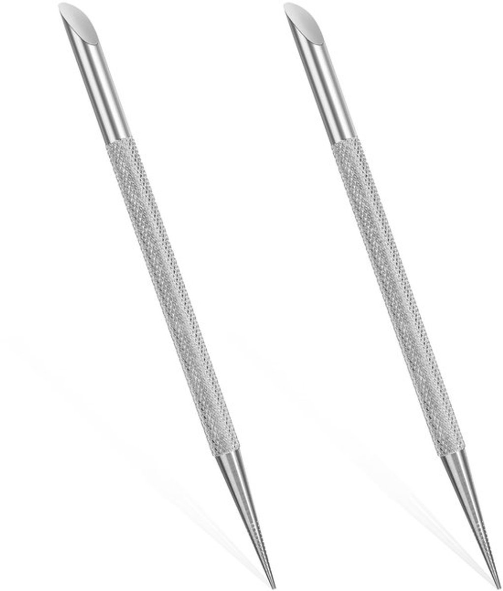 Nagelriemduwer 2 Stuks - Professionele Nagelschuiver - Roestvrij Staal - Gelnagellakverwijderaar - Manicure/Pedicure - 12,5 cm - Nagelverzorgingsset