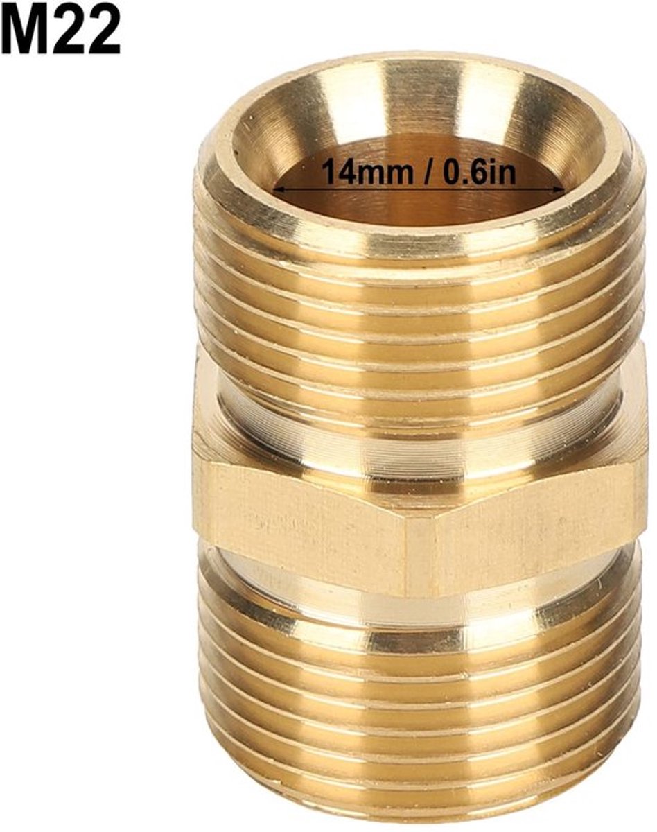 Hogedrukspuit Adapter - Messing M22 Koppeling - Roestwerend - 14mm Slang Connector - Duurzaam en Stevig - Geschikt voor Hogedrukreiniger...
