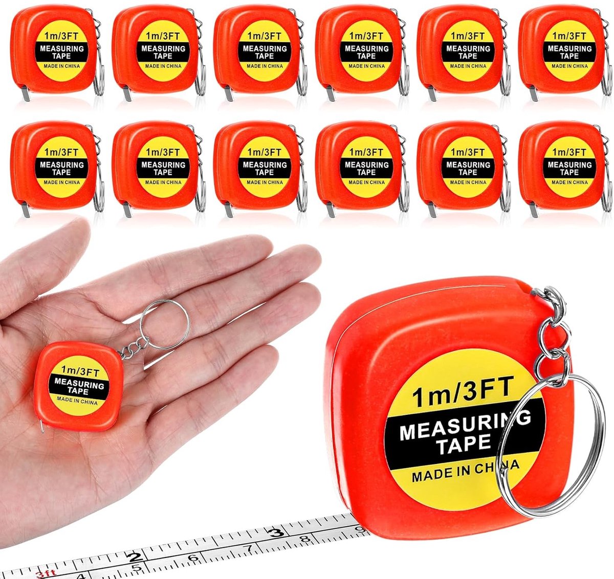 Mini Meetlint 100 cm - 12 Stuks Retractable Tape Measure voor Lichaamslengte, Kleding en Omvang Metingen, Handig en Compact Ontwerp