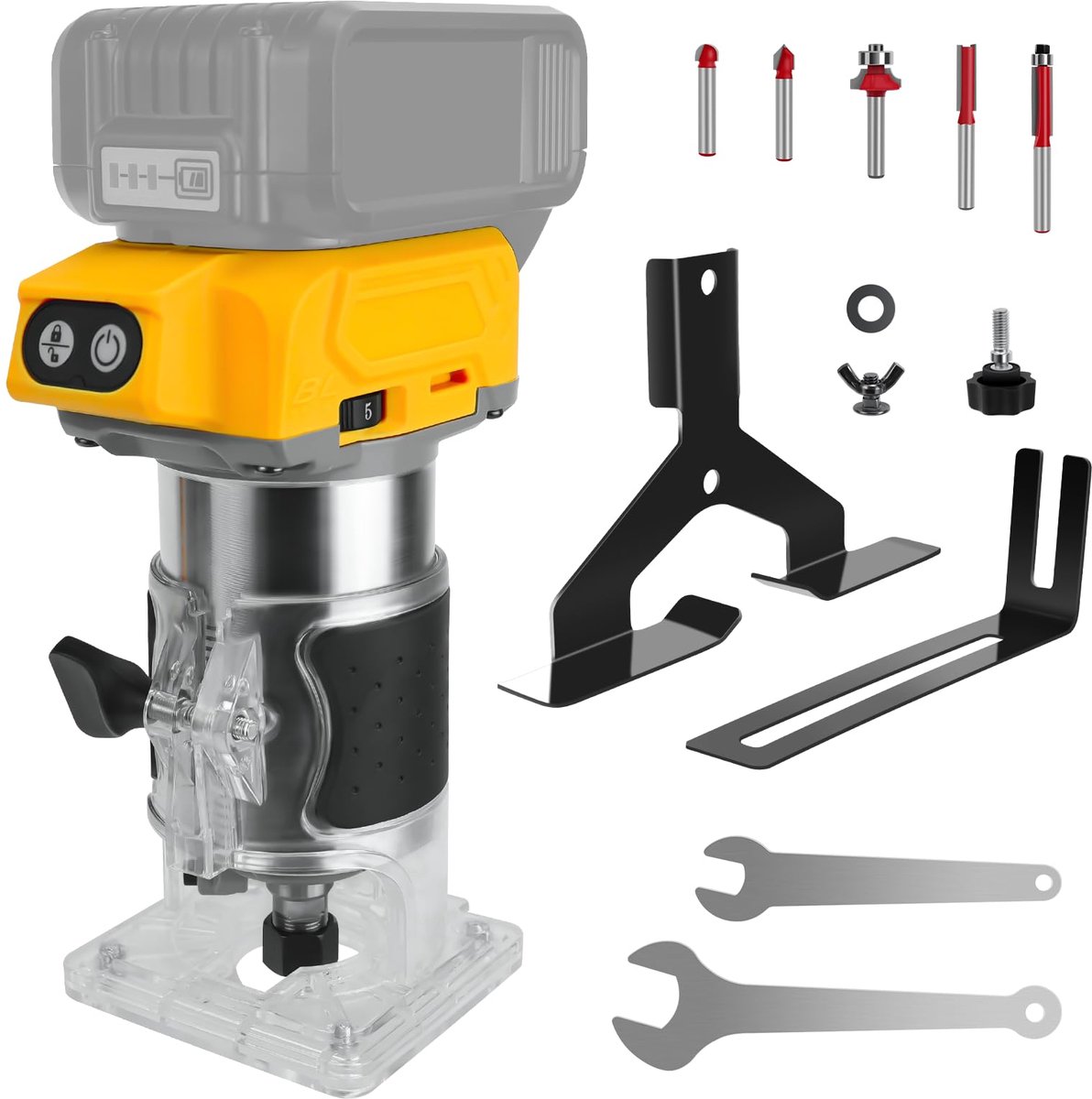 SnelShoppen - Accu Bovenfrees 800W Borstelloos met 5 Versnellingen, 30.000 omw/min, 1/4 inch Steekhals voor Houtbewerking, Ideaal voor DIY en Professi