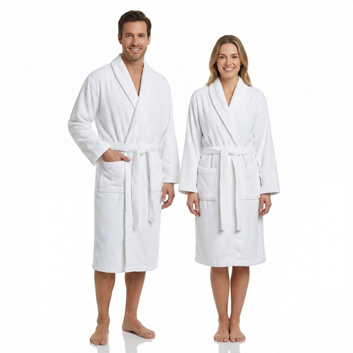 SnelShoppen - Badjas Uniseks 100% Katoen Oeko-Tex Amerikaanse Badstof 420 g/m² Zacht en Absorberend Wit XXL voor Dames en Heren