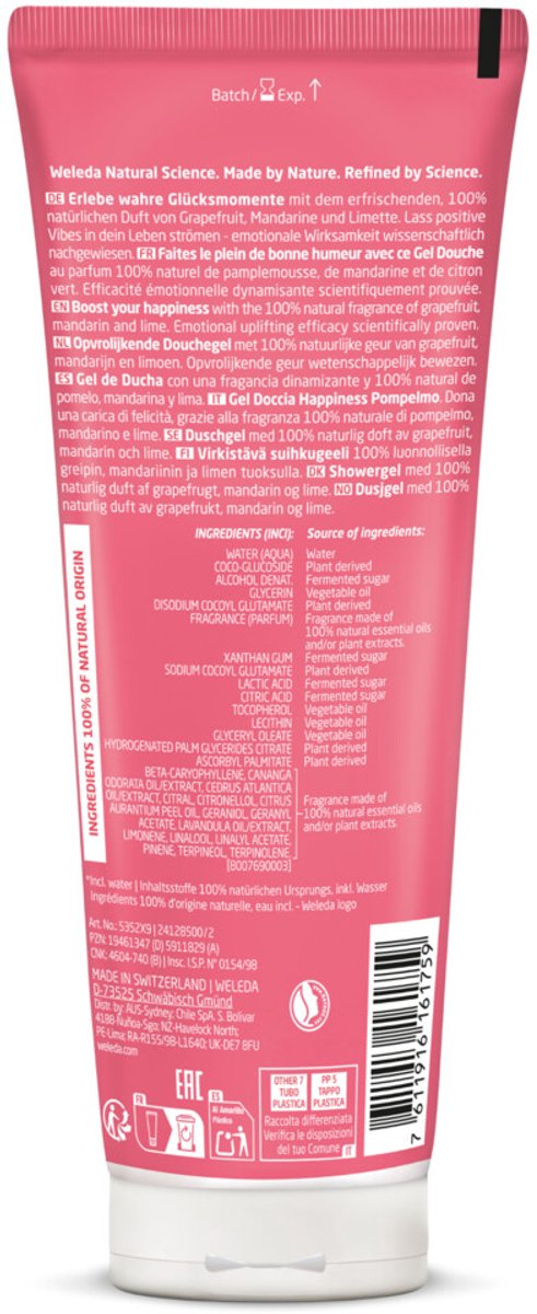 Bol.com WELEDA Aroma Shower Happiness - Douchegel - Opwekkende geur - Grapefruit & Mandarijn - Behoudt De Natuurlijke Vochtbalan... aanbieding