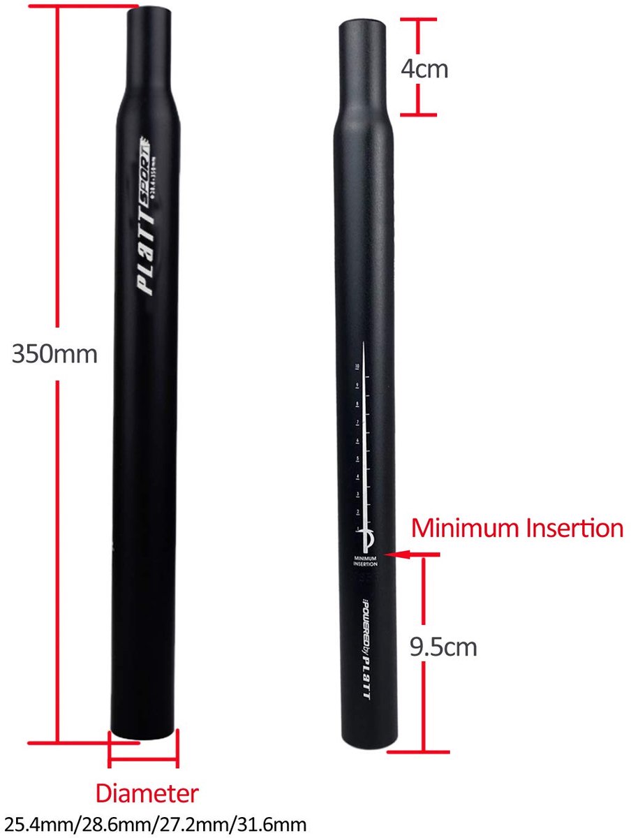 SnelShoppen - PLATT Fiets Zadelpen Aluminiumlegering 25,4/27,2/28,6/31,6mm 350mm Blauw - MTB Zadelpen voor Fiets, Mountainbike, Sport, Avontuur