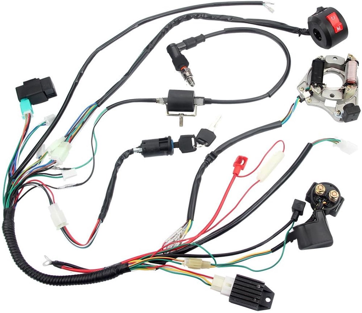 Elektrische Bedrading Boom voor Chinese Dirt Bikes en ATV's - CDI Draadassemblage Kit voor 50/70/90/110CC en 125CC Modellen, Inclusief Coil en Wiring Harness