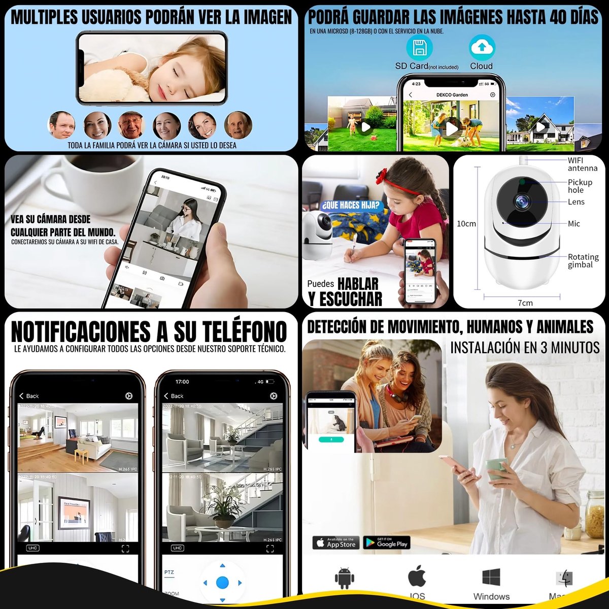 Draadloze Binnen Camera - IP Camera Babyfoon - Huis Bewaken - Bidirectionele Audio - 1080p Resolutie - Wit