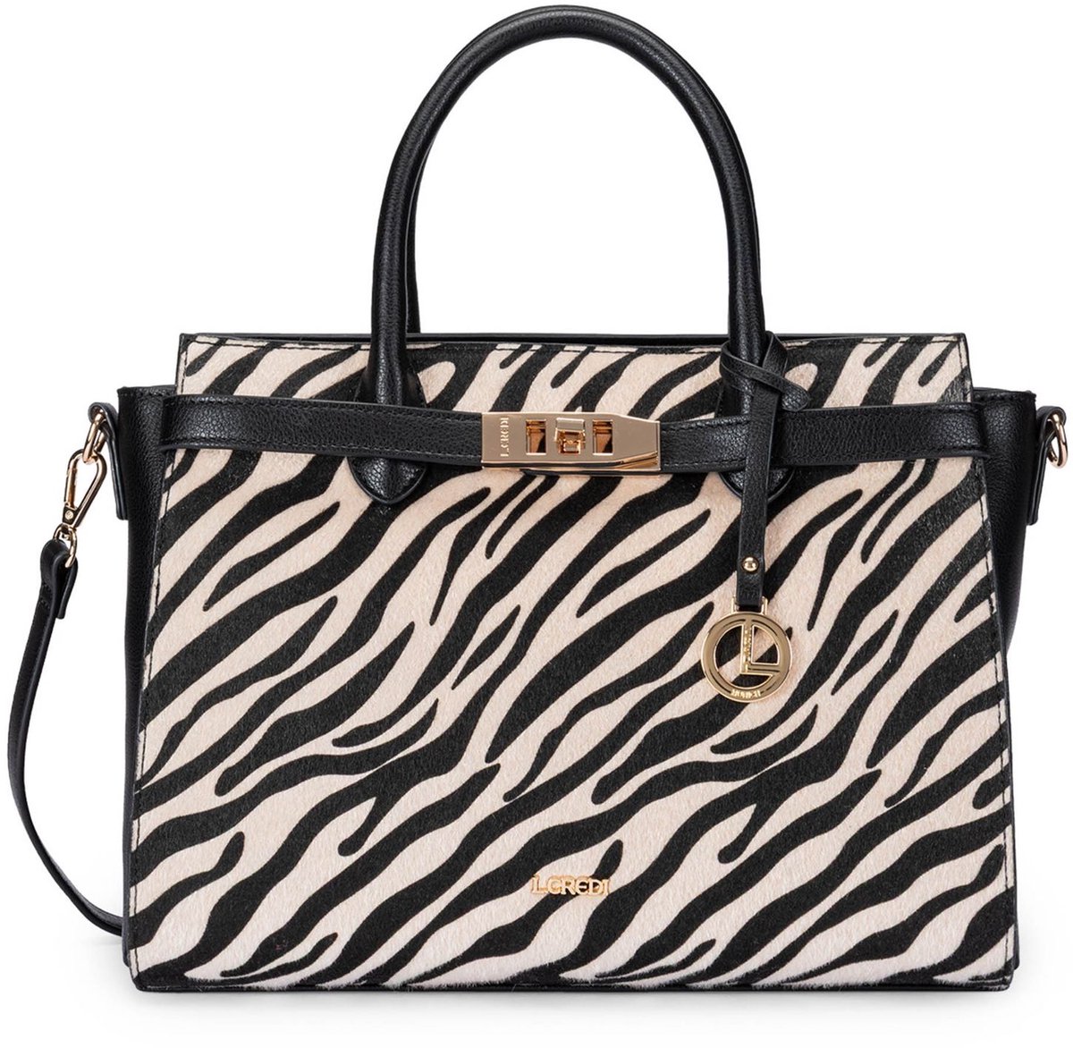 L.CREDI handtas schoudertas Subira Hand Bag Black / Mix zwart