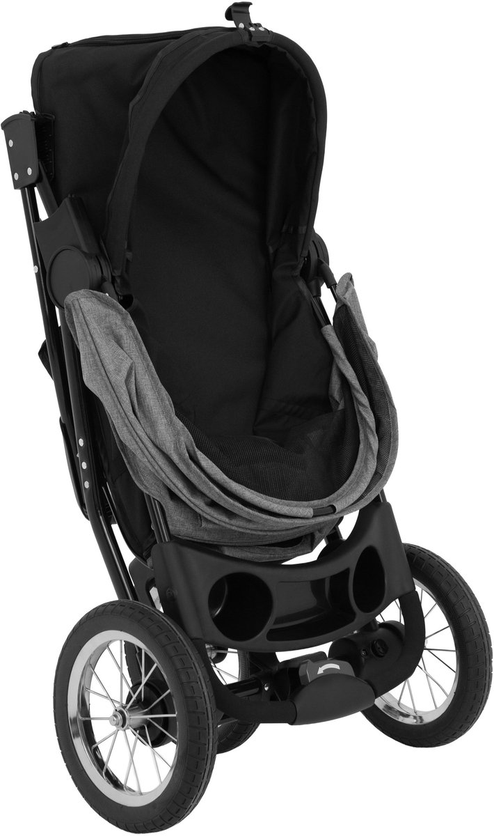 Hondenbuggy - grijs - 3-wiel ontwerp - incl. regenhoes – foto 5