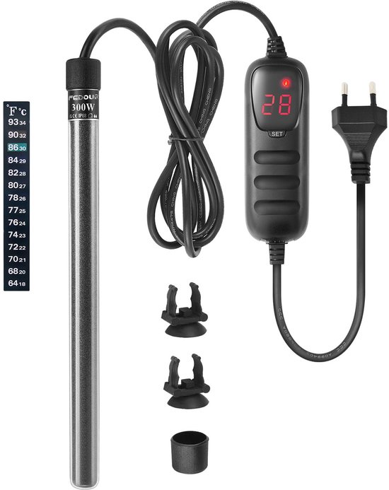 SnelShoppen - 300W Mini Aquarium Verwarmingsstaaf - Digitale Aquariumverwarmer voor 100-250L Vistank/Schildpaddentank met Temperatuurregelaar voor Zoe