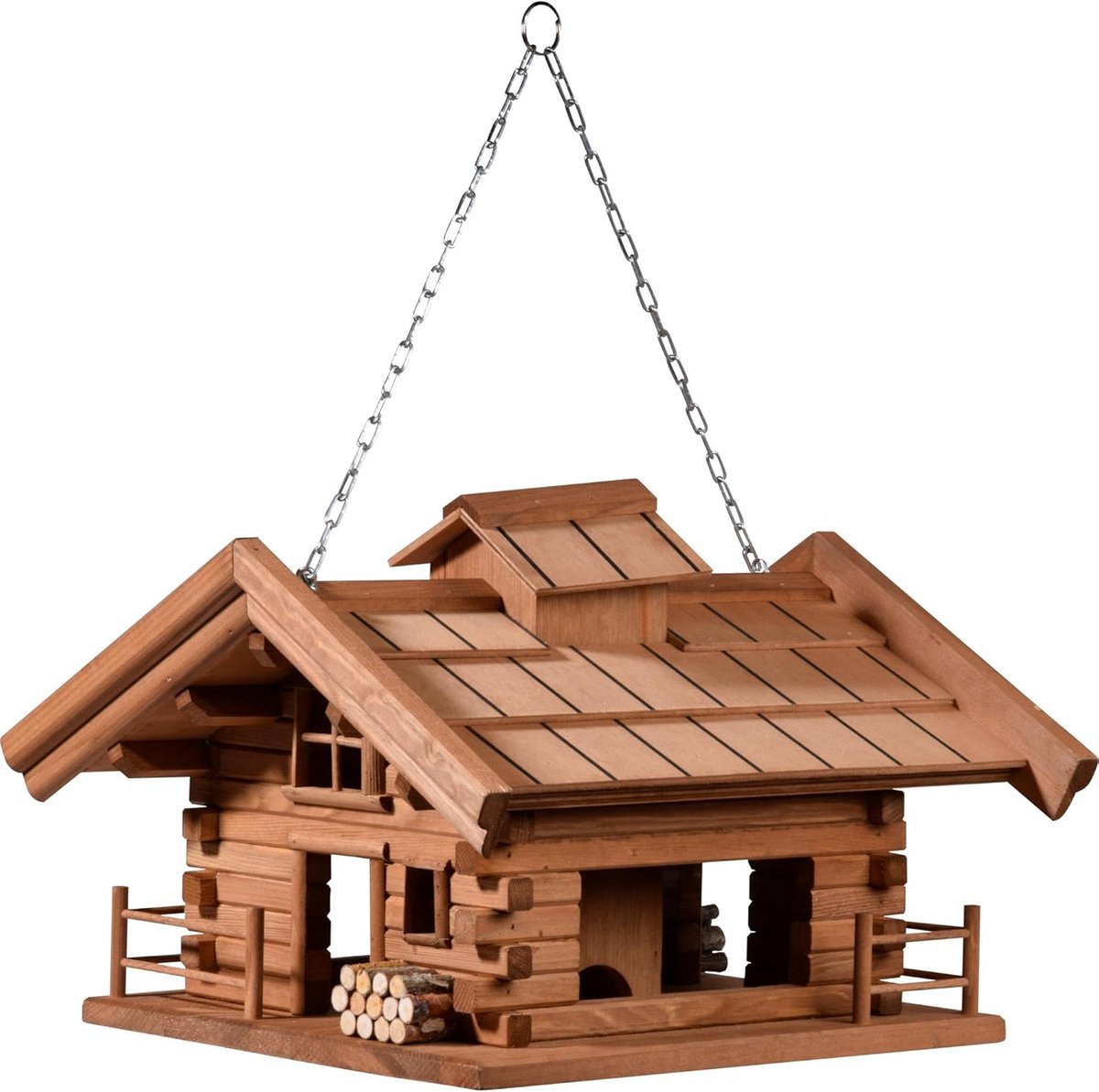 SnelShoppen - Design Vogelvoederhuis St. Moritz - Hangend Vogelhuisje van FSC Gecertificeerd Hout - Weerbestendige Vogelvoederstation met Ketting - 37