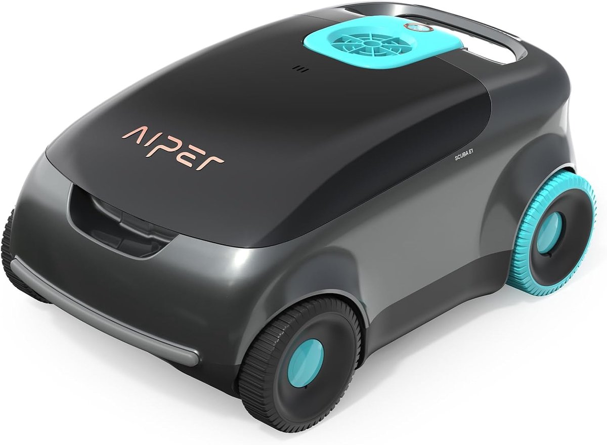 SnelShoppen - Zwembadrobot AIPER Scuba E1, zwembadzuiger met dubbele filtratie, 100-130 minuten batterijduur, auto-parkeertechnologie voor bovengronds