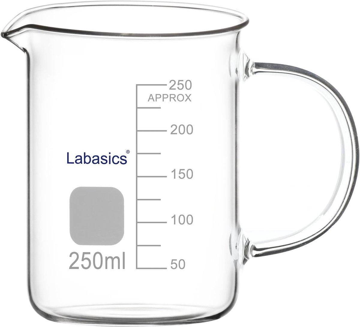 Maatbeker 250 ml - Laboratoriumglas Borosilicaat - Transparant met Schenktuit en Handvat - Nauwkeurige Schaalverdeling - ShopVlot
