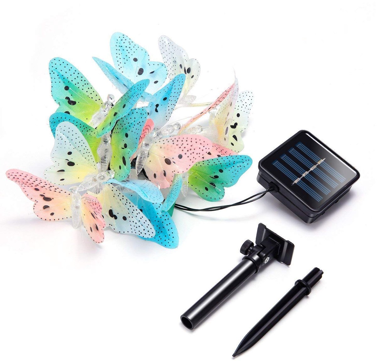 SnelShoppen - 30 LED Vlinder Lichtsnoeren op Zonne-energie, Waterdicht Solar Lichtsnoer voor Buiten, Decoratieve String Lights voor Tuin, Terras, Gazo