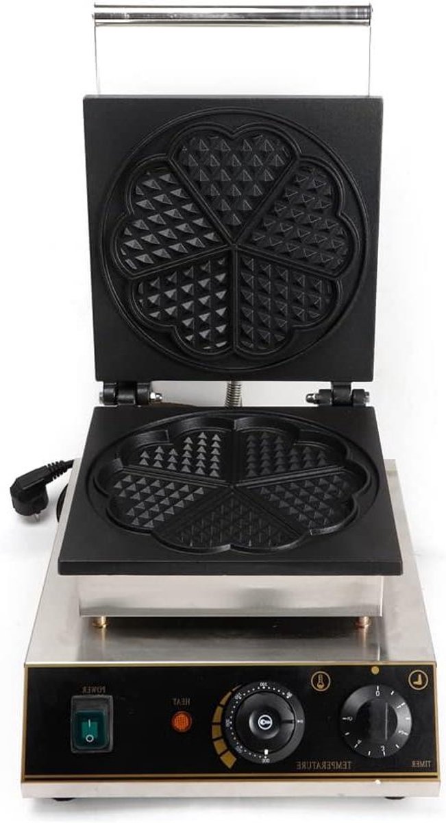 Wafelijzer Hartvorm - Wafelmachine Professioneel - Hartige Wafels Maken - Roestvrij Staal - 49 x 39 x 33 cm - Zilver