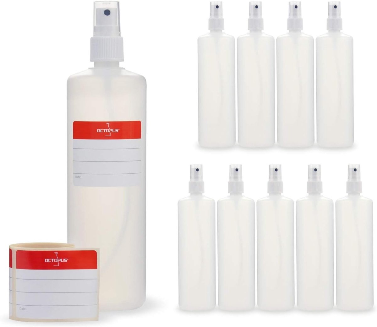 Sprayflessen Set - Kunststof HDPE - 10x 250 ml - Pompverstuiver - Voor Diverse Toepassingen