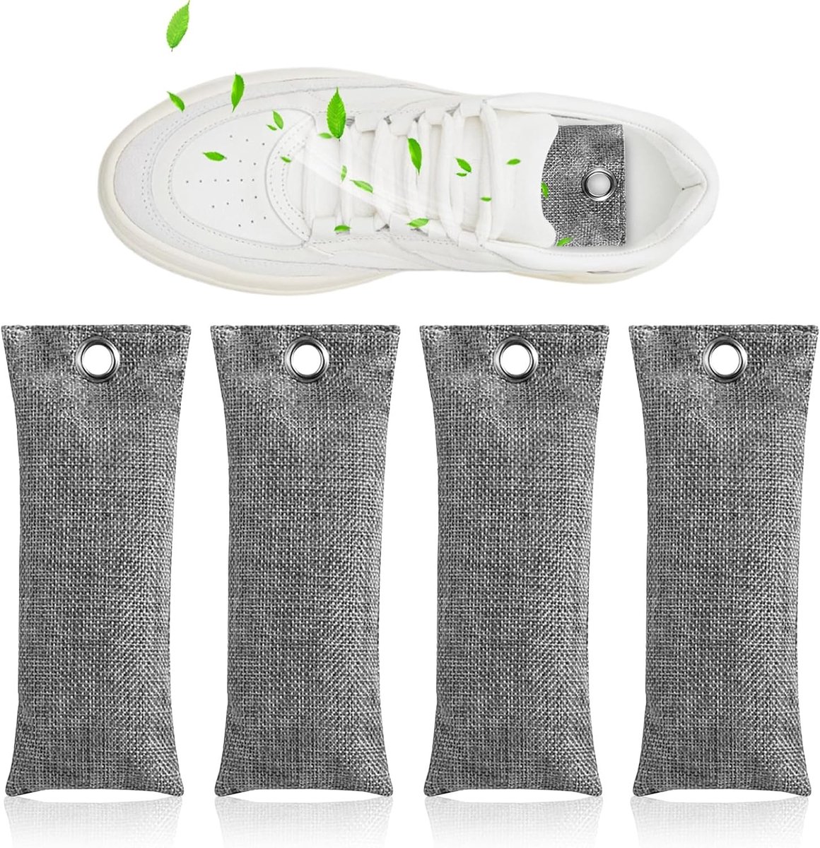 Set van 4 Geactiveerde Koolstof Schoendeodorant Tassen, Effectief Tegen Geur en Zweet, Ideaal voor Voetgeur en Frisse Schoenen