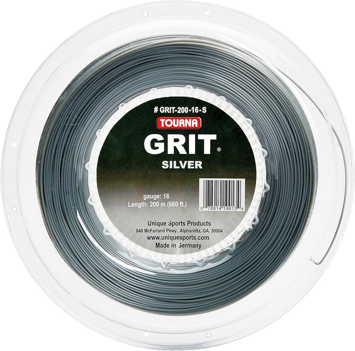 Tennissnaar Grit Nano - Polyester Snaar - Veel Spin - Graanige Oppervlakte - 16g 17g - Zilver