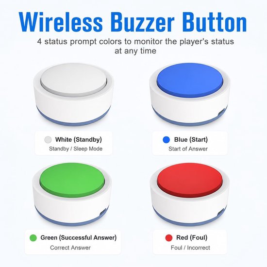 Quiz Buzzer Systeem - Spel Buzzer Wedstrijd Buzzer - Groepsevenementen Organiseren - Draadloze Afstandsbediening - 6 Zoemers - Multicolor — afbeelding 4